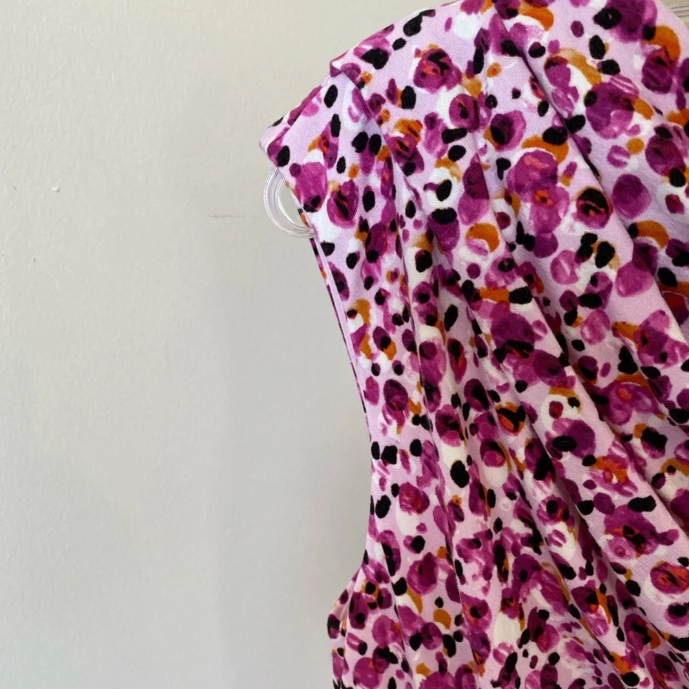 Ann Taylor Floral Ruched Dress SP Pink - Picture 5 of 11